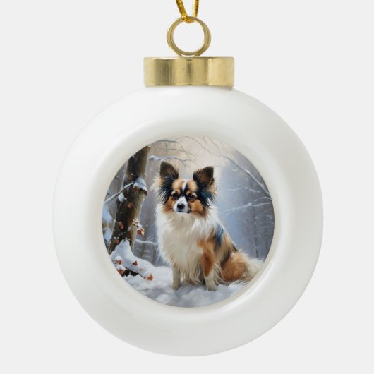 Papillon Let It Snow Christmas Keramik Kugel-Ornament (Vorderseite)