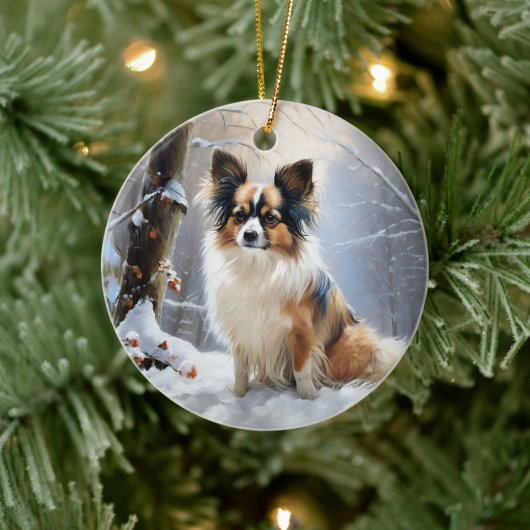 Papillon Let It Snow Christmas Keramik Ornament (Baum)
