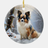 Papillon Let It Snow Christmas Keramik Ornament (Hinten)