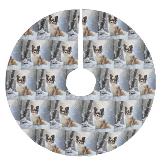 Papillon Let It Snow Christmas Polyester Weihnachtsbaumdecke (Vorderseite)