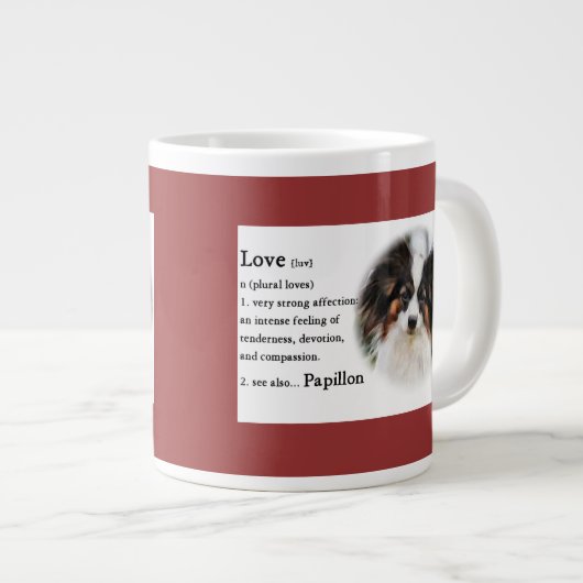 Papillon Liebe Geschenke Jumbo-Tasse (Vorderseite Rechts)