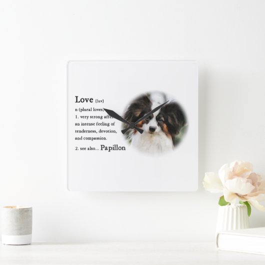 Papillon Liebe Geschenke Quadratische Wanduhr (Zuhause)