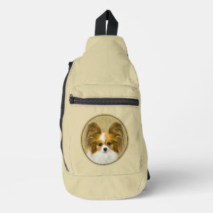 Papillon Malerei Zitrone und Weiß Originale Hunde Crossbody Bag