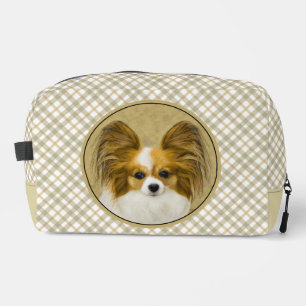 Papillon Malerei Zitrone und Weiß Originale Hunde Waschbeutel