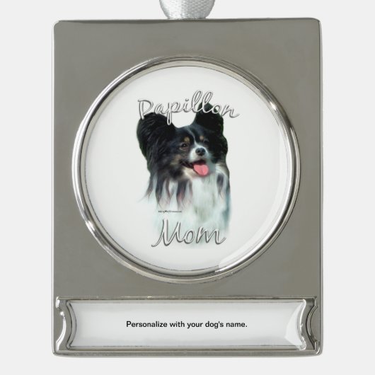 Papillon Mama 2 Banner-Ornament Silber (Vorderseite)