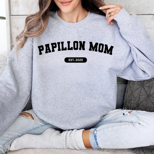 PAPILLON MAMA Dog Mum Custom Birth Year Sweater Sweatshirt