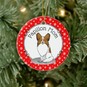 Papillon Mama Pap Mama (weiß & Einweg) Niedliche H Keramik Ornament