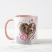 Papillon Mama Personalisierter Hund Foto und Name Tasse (Links)