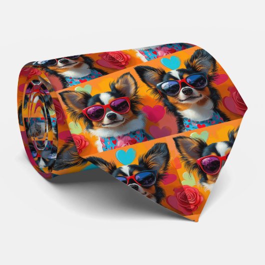 Papillon mit Herz-Rose Valentinstag Krawatte (Gerollt)