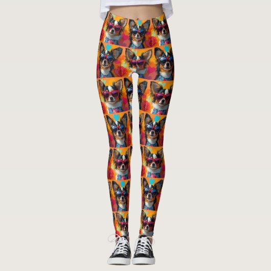 Papillon mit Herz-Rose Valentinstag Leggings (Vorderseite)