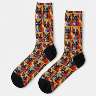 Papillon mit Herzrosen Valentinstag Socken