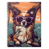 Papillon mit Sonnenbrille am Strand Notizblock (Vorderseite)
