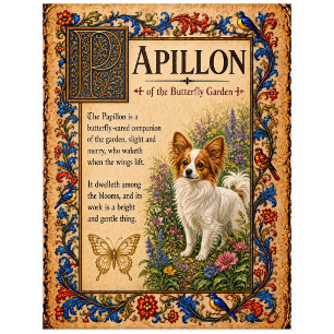 Papillon, mittelalterliche Bestiarien-Kunst Postkarte