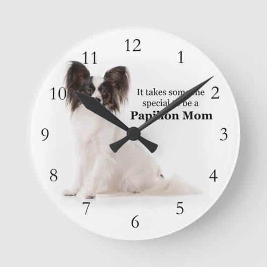 Papillon Mom Clock Runde Wanduhr (Vorderseite)