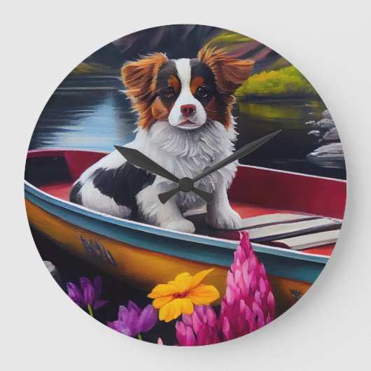 Papillon on a Paddle: Ein Landschaftliches Abenteu Große Wanduhr (Vorderseite)