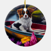 Papillon on a Paddle: Ein Landschaftliches Abenteu Keramik Ornament (Hinten)