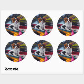 Papillon on a Paddle: Ein Landschaftliches Abenteu Runder Aufkleber (Blatt)