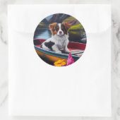 Papillon on a Paddle: Ein Landschaftliches Abenteu Runder Aufkleber (Tasche)