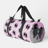 Papillon Painting Black and White Original Dog Art Duffle Bag (Rechte Ecke)