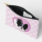 Papillon Painting Black and White Original Dog Art Zubehörtasche (Offen)