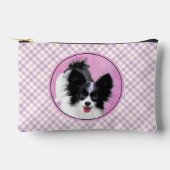 Papillon Painting Black and White Original Dog Art Zubehörtasche (Vorderseite)