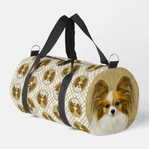 Papillon Painting Lemon und White Original Dog Art Duffle Bag