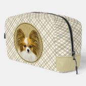 Papillon Painting Lemon und White Original Dog Art Waschbeutel (Rechte Ecke)