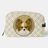 Papillon Painting Lemon und White Original Dog Art Waschbeutel (Rückseite)