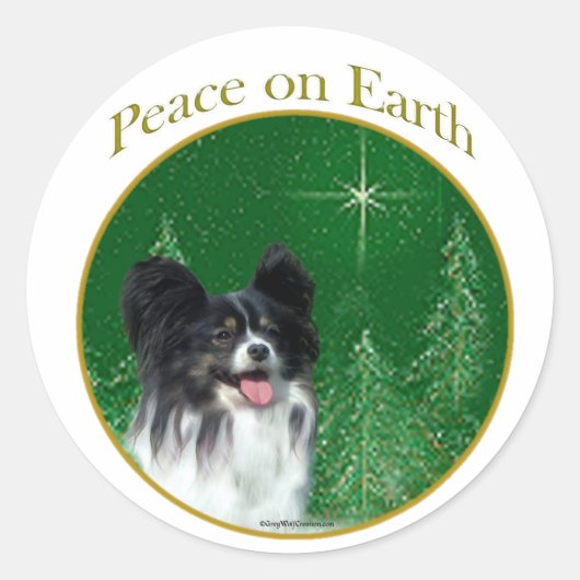 Papillon Peace Runder Aufkleber (Vorderseite)