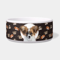 Papillon Personalisiert Foto & Name Dog Bowl