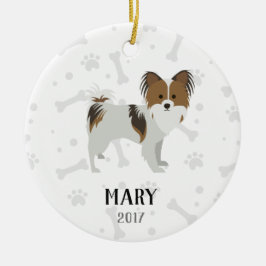 Papillon personalisierte Hundeweihnachtsverzierung Keramikornament