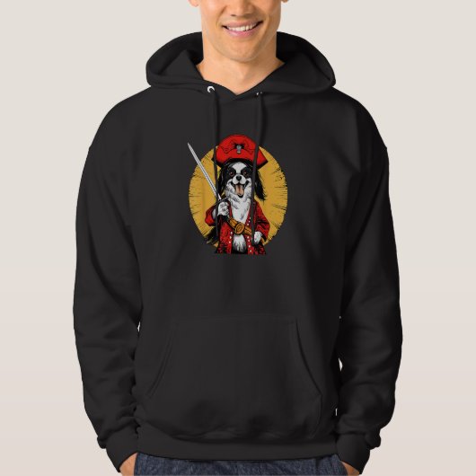 Papillon Pirate Funny Dog Captain Hoodie (Vorderseite)