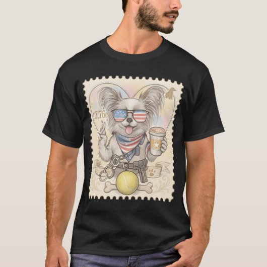 Papillon Polizeistempel T-Shirt (Vorderseite)
