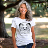 Papillon Portrait Black Line Illustration T-Shirt