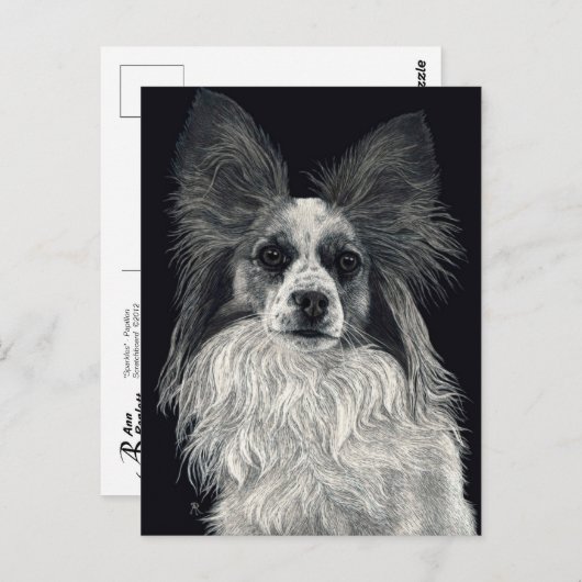 Papillon Postcard - "Glitzern" Postkarte (Vorne/Hinten)