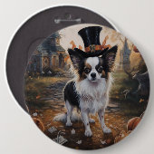Papillon Pumpkins Halloween Beängstigend Button (Vorne & Hinten)