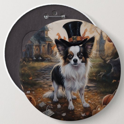 Papillon Pumpkins Halloween Beängstigend Button (Vorne & Hinten)