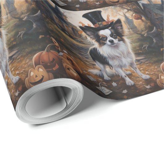 Papillon Pumpkins Halloween Beängstigend Geschenkpapier (Rolleneckpunkt)