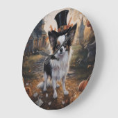 Papillon Pumpkins Halloween Beängstigend Große Wanduhr (Winkel)