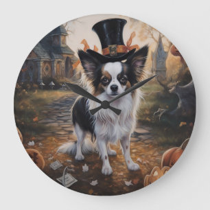 Papillon Pumpkins Halloween Beängstigend Große Wanduhr