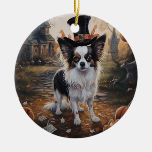 Papillon Pumpkins Halloween Beängstigend Keramik Ornament (Vorne)
