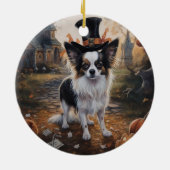 Papillon Pumpkins Halloween Beängstigend Keramik Ornament (Hinten)