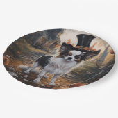 Papillon Pumpkins Halloween Beängstigend Pappteller (Schrägansicht)