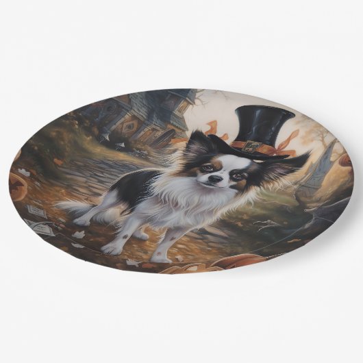 Papillon Pumpkins Halloween Beängstigend Pappteller (Schrägansicht)