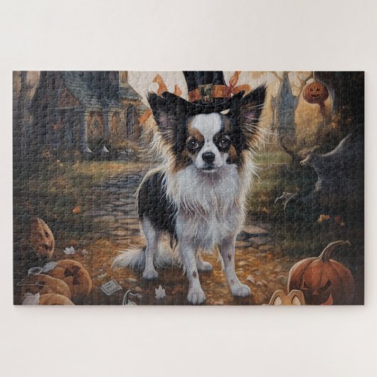 Papillon Pumpkins Halloween Beängstigend Puzzle (Horizontal)
