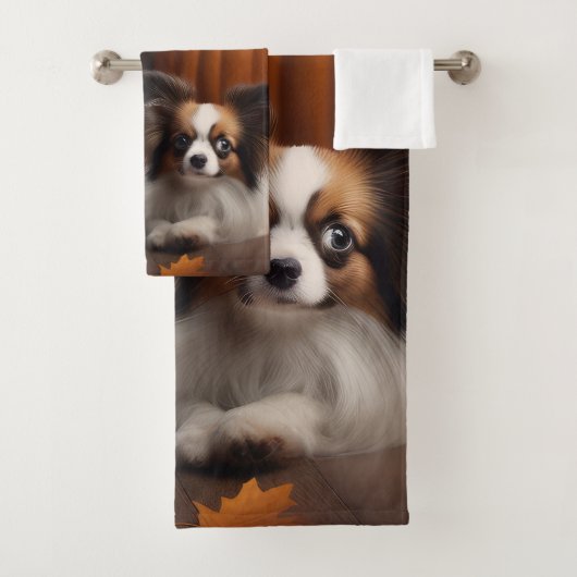 Papillon Puppy Autumn Delight Pumpkin Badhandtuch Set (Insitu)