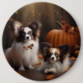 Papillon Puppy Autumn Delight Pumpkin Button (Vorderseite)