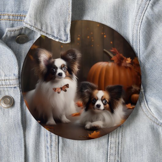 Papillon Puppy Autumn Delight Pumpkin Button (Beispiel)
