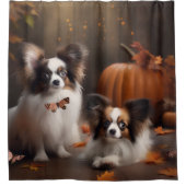 Papillon Puppy Autumn Delight Pumpkin Duschvorhang (Vorderseite)