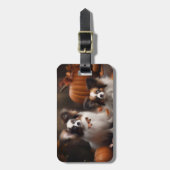 Papillon Puppy Autumn Delight Pumpkin Gepäckanhänger (Vorderseite vertikal)